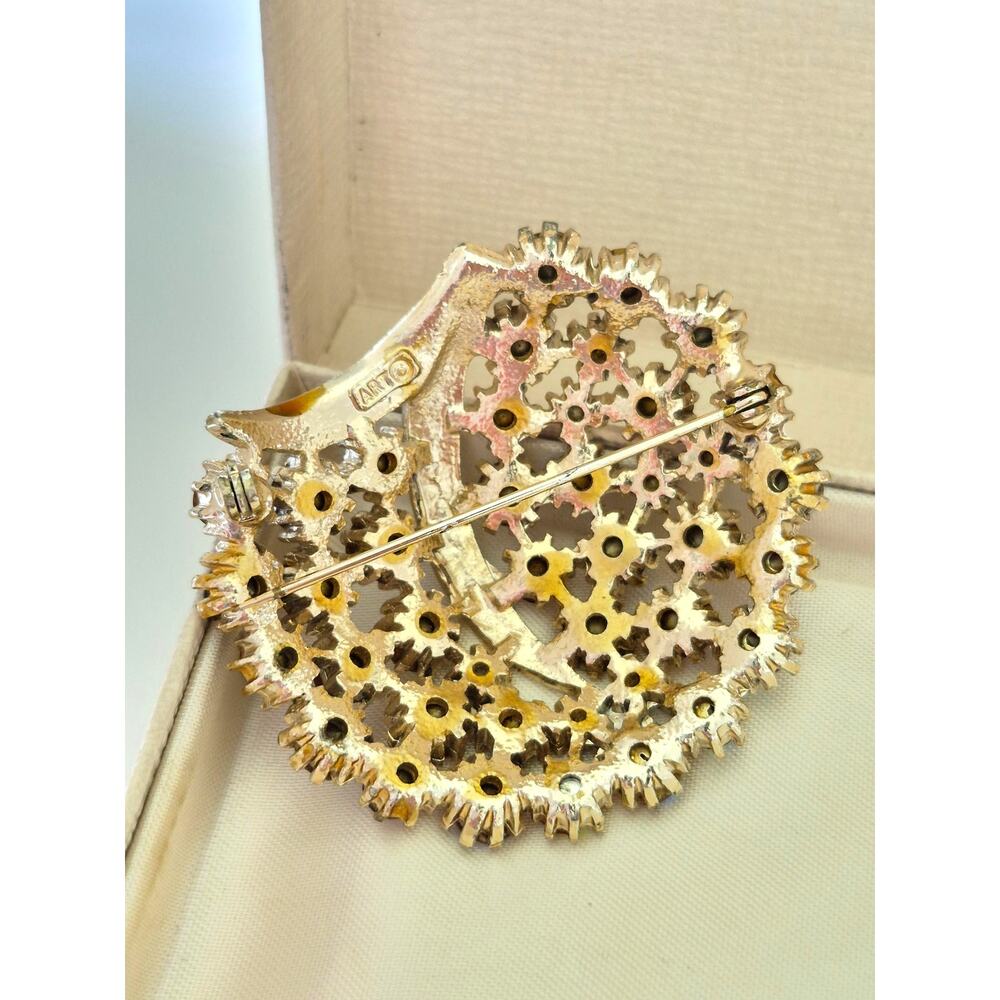 Vintage Rhinestone MCM Signed ART AB Rhinestone Brooch - Picture 4 of 7